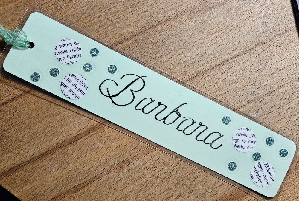 Lesezeichen Barbara personalisiert - Kalligrafie Werkstatt Sauerlach - München